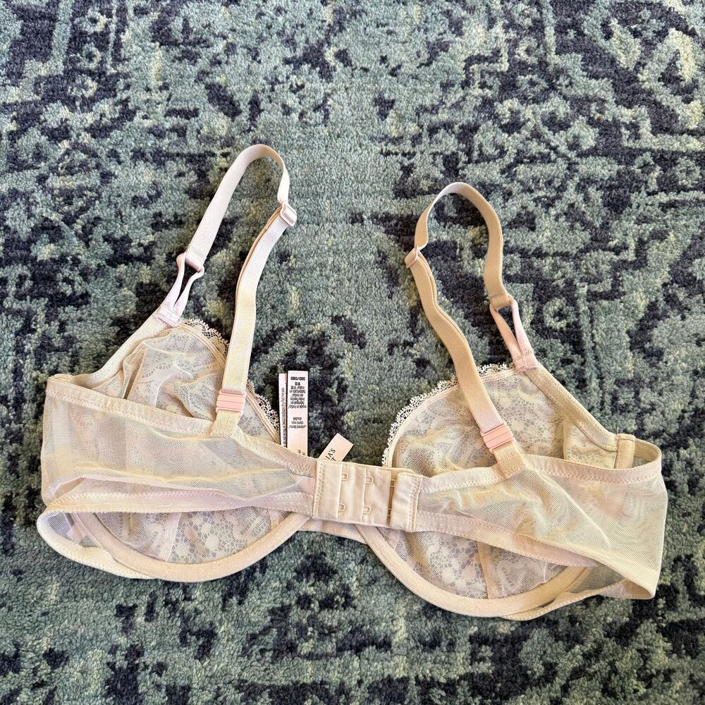 Victoria’s Secret Fully Sheer Lace Wired Bra Intimate Sexy Nude | Size 38D - Picture 4 of 5